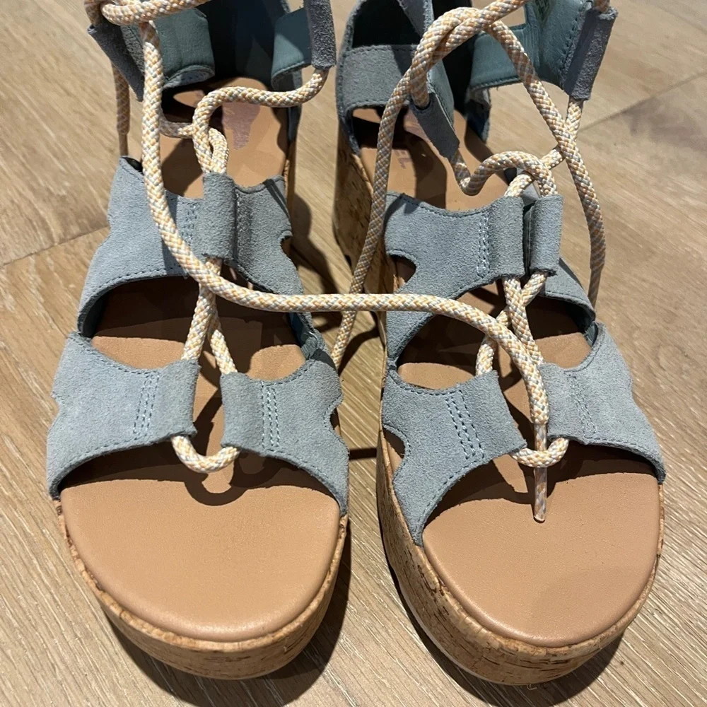 Sorel Cameron Flatform Lace, Suede Ghillie Gladiator Wedge Sz 9,5